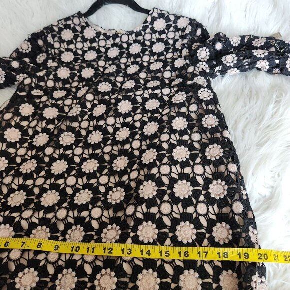 Kate Spade Shift Dress‎ 0 Daisy Crochet Lace Floral Black 3/4 Sleeves Wedding - Picture 8 of 16